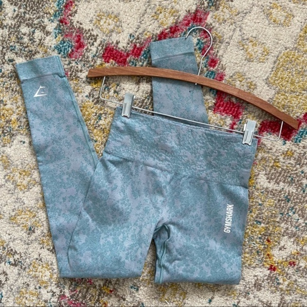 Gymshark seamless leggings grey sea foam green abstract pattern XS